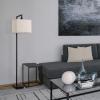 imageGlobe 61000150 60quot Floor Lamp Antique Brass Finish Beige Fabric Shade MidCentury Modern Standing Lamp E26 Base Sustainable Design for Living Rooms and BedroomsMatte Black  Metalic