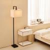imageGlobe 61000150 60quot Floor Lamp Antique Brass Finish Beige Fabric Shade MidCentury Modern Standing Lamp E26 Base Sustainable Design for Living Rooms and BedroomsMatte Black  Metalic