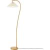 imageGlobe 61000150 60quot Floor Lamp Antique Brass Finish Beige Fabric Shade MidCentury Modern Standing Lamp E26 Base Sustainable Design for Living Rooms and BedroomsFaux Wood  white shade