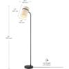 imageGlobe 61000150 60quot Floor Lamp Antique Brass Finish Beige Fabric Shade MidCentury Modern Standing Lamp E26 Base Sustainable Design for Living Rooms and BedroomsMatte Black  White Fabric Shade