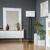 imageGlobe 61000150 60quot Floor Lamp Antique Brass Finish Beige Fabric Shade MidCentury Modern Standing Lamp E26 Base Sustainable Design for Living Rooms and BedroomsMatte Black  DAlessio