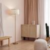 imageGlobe 61000150 60quot Floor Lamp Antique Brass Finish Beige Fabric Shade MidCentury Modern Standing Lamp E26 Base Sustainable Design for Living Rooms and BedroomsMatte Brass  Kinsley