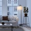 imageGlobe 61000150 60quot Floor Lamp Antique Brass Finish Beige Fabric Shade MidCentury Modern Standing Lamp E26 Base Sustainable Design for Living Rooms and BedroomsMatte Black  Metalic