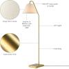 imageGlobe 61000150 60quot Floor Lamp Antique Brass Finish Beige Fabric Shade MidCentury Modern Standing Lamp E26 Base Sustainable Design for Living Rooms and BedroomsMatte Brass  OffWhite Fabric Shade