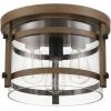 imageGlobe Electric 60616 2Light Flush Mount Ceiling Light Matte Brass Clear Glass Shade E26 Bulb Bedroom Lights for Ceiling Ceiling Light Fixture Light Fixtures Ceiling Mount Bulb Not IncludedFaux Wood