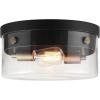 imageGlobe Electric 60616 2Light Flush Mount Ceiling Light Matte Brass Clear Glass Shade E26 Bulb Bedroom Lights for Ceiling Ceiling Light Fixture Light Fixtures Ceiling Mount Bulb Not IncludedMatte Black  Brass