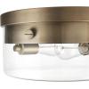 imageGlobe Electric 60616 2Light Flush Mount Ceiling Light Matte Brass Clear Glass Shade E26 Bulb Bedroom Lights for Ceiling Ceiling Light Fixture Light Fixtures Ceiling Mount Bulb Not IncludedMatte Brass