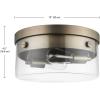 imageGlobe Electric 60616 2Light Flush Mount Ceiling Light Matte Brass Clear Glass Shade E26 Bulb Bedroom Lights for Ceiling Ceiling Light Fixture Light Fixtures Ceiling Mount Bulb Not IncludedMatte Brass
