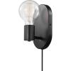 imageGLOBE Electric 51488 1Light Plugin or Hardwire Wall Sconce Matte Black 6ft Black Fabric Covered Cord Inline OnOff Rocker Switch Wall Lights for Bedroom Bulb Not Included