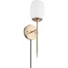 imageGLOBE Electric 51635 1Light Plugin or Hardwire Wall Sconce Soft Matte Brass Opal Glass Shade Lights for Bedroom Kitchen Sconces Lighting Living Room Bulb Not Included Mounted Bedside Lamp