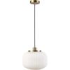 imageGLOBE Electric 65842 1Light Pendant Lighting Matte Brass Frosted Ribbed Glass Shade