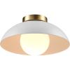 imageGLOBE Novogratz x Electric 66000085 Novogratz x 2Light Matte Brass Flush Mount Ceiling Light with OffWhite Pleated Fabric ShadeMatte White  Opal Shade