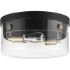 imageGlobe Electric 60616 2Light Flush Mount Ceiling Light Matte Brass Clear Glass Shade E26 Bulb Bedroom Lights for Ceiling Ceiling Light Fixture Light Fixtures Ceiling Mount Bulb Not IncludedMatte Black  Brass