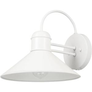 imageGLOBE Electric 44388 11quot OutdoorIndoor Wall Sconce Matte White Finish BarnyardStyle Shade Weather Resistant Modern Farmhouse Exterior LightWhite  Maxwell