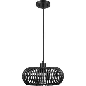 imageGLOBE Electric 44761 1Light Outdoor Plugin Pendant Light Plastic Rattan Shade Frosted Inner Shade Bronze Hanging Cord and Chain Kitchen Island Cafe Ceiling Hanging Light Bulb Not IncludedMaren