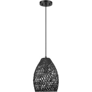 imageGLOBE Electric 44761 1Light Outdoor Plugin Pendant Light Plastic Rattan Shade Frosted Inner Shade Bronze Hanging Cord and Chain Kitchen Island Cafe Ceiling Hanging Light Bulb Not IncludedKora
