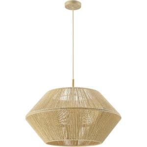 imageGLOBE Electric 44761 1Light Outdoor Plugin Pendant Light Plastic Rattan Shade Frosted Inner Shade Bronze Hanging Cord and Chain Kitchen Island Cafe Ceiling Hanging Light Bulb Not IncludedTerra  Wood Toned