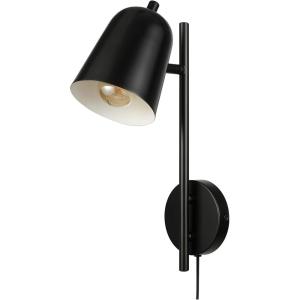 imageGLOBE Electric 51374 Cleo 1Light Plugin or Hardwire Wall Sconce Matte Antique Brass Accents Black Cloth Cord 1444Matte Black  Eastmont