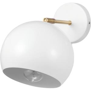 imageGLOBE Electric 51577 1Light Plugin or Hardwire Wall Sconce Matte Brass White Fabric Cord inLine OnOff Rocker Switch Kitchen Reading Essentials Bedroom Bedside Lamp LightingWhite  Molly