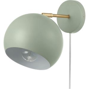 imageGLOBE Electric 51577 1Light Plugin or Hardwire Wall Sconce Matte Brass White Fabric Cord inLine OnOff Rocker Switch Kitchen Reading Essentials Bedroom Bedside Lamp LightingSage Green  Willow