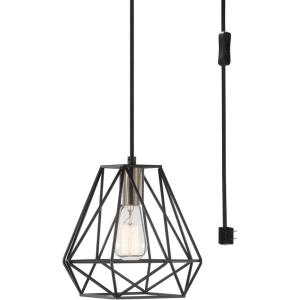 imageGLOBE Electric 60614 1Light Pendant Light Glossy Black Faux Ceramic Socket Designer Black Cloth Hanging Cord E26 Base Socket Kitchen Island Caf Decorative Ceiling Hanging Light FixtureDark Bronze
