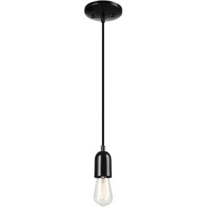 imageGLOBE Electric 60614 1Light Pendant Light Glossy Black Faux Ceramic Socket Designer Black Cloth Hanging Cord E26 Base Socket Kitchen Island Caf Decorative Ceiling Hanging Light FixtureBlack