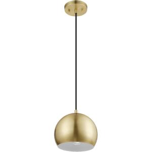 imageGLOBE Electric 60617 Maya 1Light Pendant Light Matte Brass Black Woven Fabric Hanging Cord Bulb Not Included