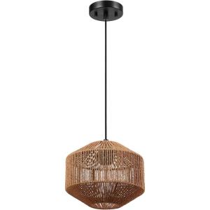 imageGLOBE Electric 61090 Rio 1Light Pendant Light Light Twine Shade White Socket White Cloth Hanging CordLotus