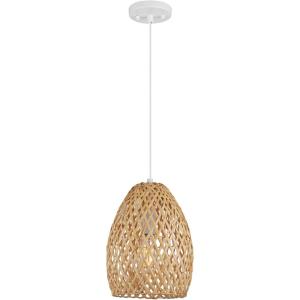 imageGLOBE Electric 61090 Rio 1Light Pendant Light Light Twine Shade White Socket White Cloth Hanging CordRio