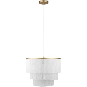 imageGLOBE Electric 61094 3Light Cascading Pendant Light Chrome Accents White ShadesWhite  Fringe