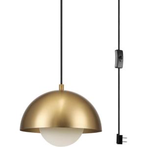 imageGLOBE Electric 65826 Hazel 1Light Pendant Lighting Matte Brass Bulb Not IncludedAmelia Brass