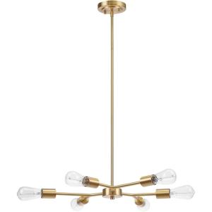 imageGLOBE Electric Novogratz x 65781 Celeste 4Light Chandelier Matte Brass Bulb Not IncludedTetra Brass