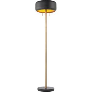 imageGLOBE Electric Novogratz x Harrington 65quot Floor Lamp 2Tone Faux Wood Base White Fabric Shade Socket Rotary Switch 67225Dark Gray
