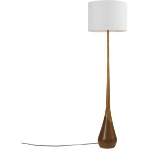 imageGLOBE Electric Novogratz x Harrington 65quot Floor Lamp 2Tone Faux Wood Base White Fabric Shade Socket Rotary Switch 67225Faux Wood