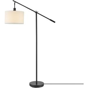 imageGLOBE Electric Novogratz x Harrington 65quot Floor Lamp 2Tone Faux Wood Base White Fabric Shade Socket Rotary Switch 67225Matte Black