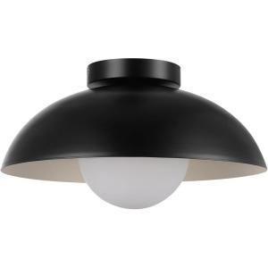 imageGLOBE Novogratz x Electric 66000085 Novogratz x 2Light Matte Brass Flush Mount Ceiling Light with OffWhite Pleated Fabric ShadeBlack  Bronze Trim
