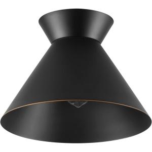 imageGLOBE Novogratz x Electric 66000085 Novogratz x 2Light Matte Brass Flush Mount Ceiling Light with OffWhite Pleated Fabric ShadeMatte Black  Bronze Trim