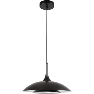 imageGLOBE Novogratz x Electric 67000104 Novogratz x 14W LED Integrated Glossy Black Pendant Lighting with White Interior Shade and Black CordGlossy Black