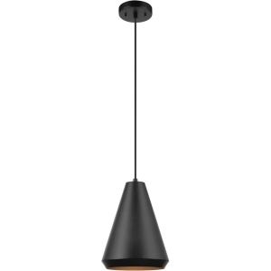 imageGLOBE Novogratz x Electric 67000104 Novogratz x 14W LED Integrated Glossy Black Pendant Lighting with White Interior Shade and Black CordMatte Black