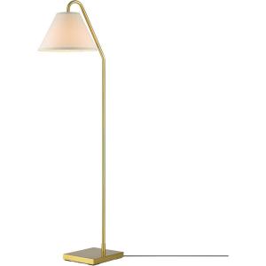imageGlobe 61000150 60quot Floor Lamp Antique Brass Finish Beige Fabric Shade MidCentury Modern Standing Lamp E26 Base Sustainable Design for Living Rooms and BedroomsMatte Brass  OffWhite Fabric Shade