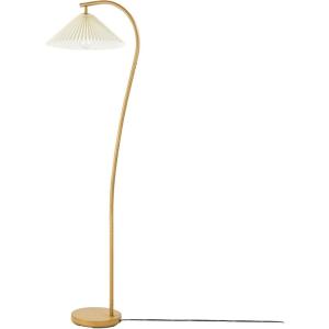 imageGlobe 61000150 60quot Floor Lamp Antique Brass Finish Beige Fabric Shade MidCentury Modern Standing Lamp E26 Base Sustainable Design for Living Rooms and BedroomsFaux Wood  white shade