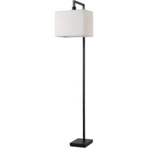 imageGlobe 61000150 60quot Floor Lamp Antique Brass Finish Beige Fabric Shade MidCentury Modern Standing Lamp E26 Base Sustainable Design for Living Rooms and BedroomsMatte Black  Metalic
