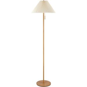 imageGlobe 61000150 60quot Floor Lamp Antique Brass Finish Beige Fabric Shade MidCentury Modern Standing Lamp E26 Base Sustainable Design for Living Rooms and BedroomsWood Toned