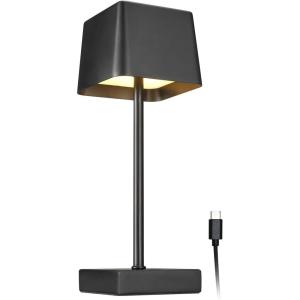 imageGlobe Electric 60000031 12quot 15W LED Integrated Outdoor Cordless Table Lamp Matte Black Frosted Diffuser USBC Charging Cable OnOff Touch Switch 3Step Dimmer Switch 120 LM 2700 Kelvin 80 CRIBlack   Solar