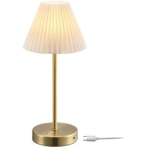 imageGlobe Electric 60000031 12quot 15W LED Integrated Outdoor Cordless Table Lamp Matte Black Frosted Diffuser USBC Charging Cable OnOff Touch Switch 3Step Dimmer Switch 120 LM 2700 Kelvin 80 CRIMatte Brass