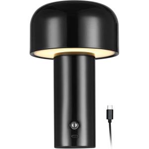 imageGlobe Electric 60000031 12quot 15W LED Integrated Outdoor Cordless Table Lamp Matte Black Frosted Diffuser USBC Charging Cable OnOff Touch Switch 3Step Dimmer Switch 120 LM 2700 Kelvin 80 CRIBlack  LED