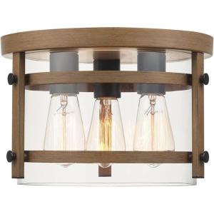 imageGlobe Electric 60616 2Light Flush Mount Ceiling Light Matte Brass Clear Glass Shade E26 Bulb Bedroom Lights for Ceiling Ceiling Light Fixture Light Fixtures Ceiling Mount Bulb Not IncludedFaux Wood