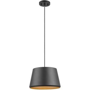 imageGlobe Electric 67348 Bari 1Light Pendant Black Matte Finish Brass Accents Half Opal Glass Shade Bulb Not Included