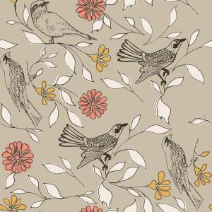 imageNovogratz x Tempaper Greige Birds Removable Peel and Stick Wallpaper 205 in X 165 ft Made in the USA