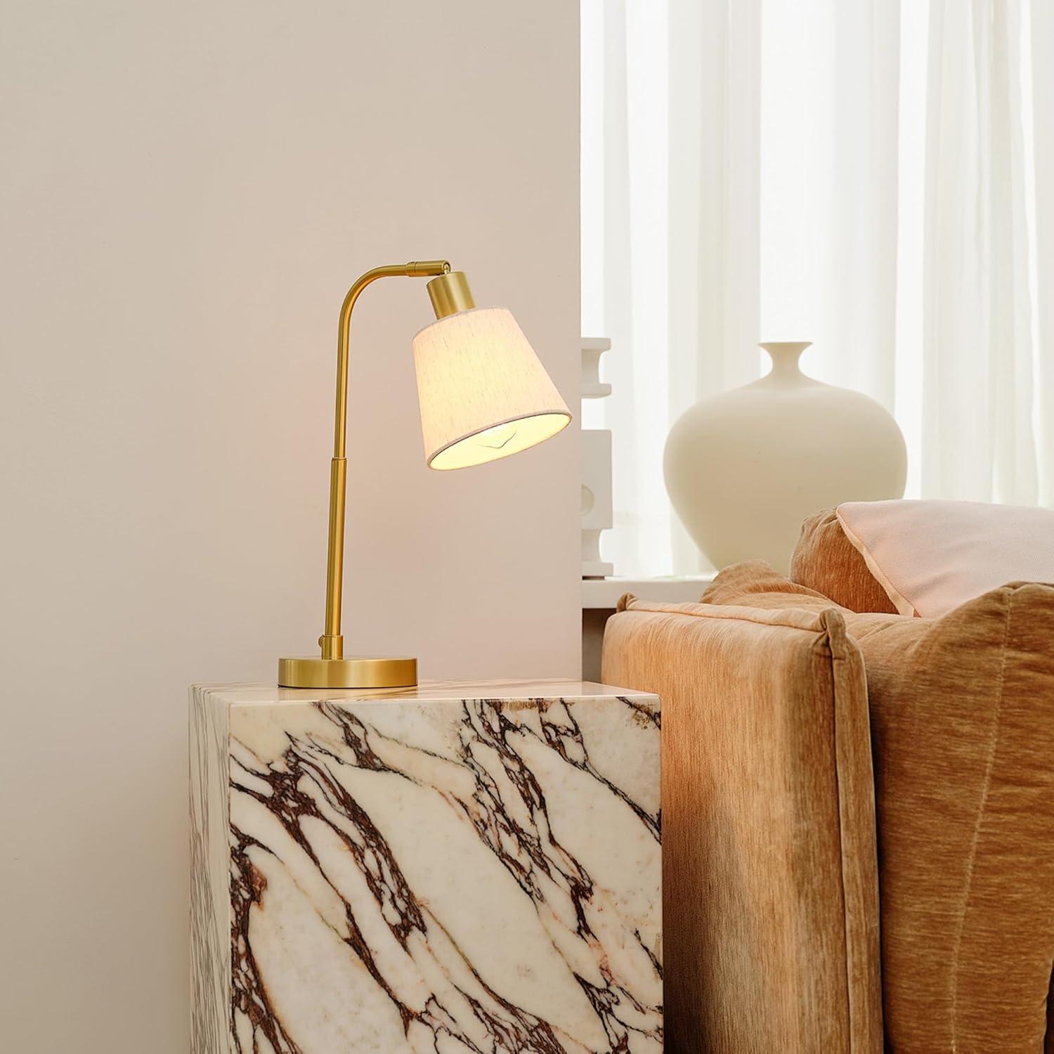 imageGLOBE Electric 67339 16 Inch Pink Desk Lamp with Gold Arm inLine OnOff Switch Reading Light Ideal for Bedroom Dorm and OfficeMatte Brass  Lucien